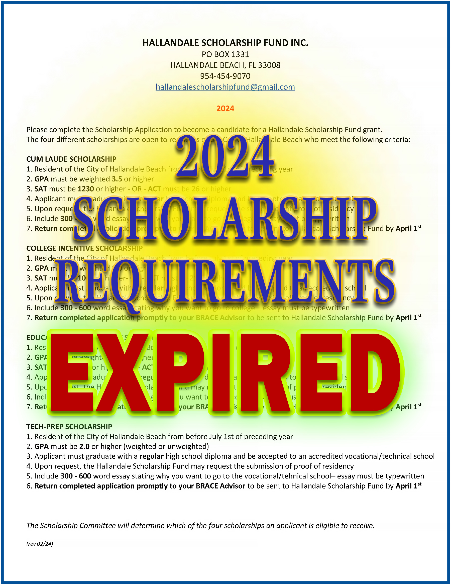 Download/Read: 2024 EXPIRED Hallandale Scholarship Requirements